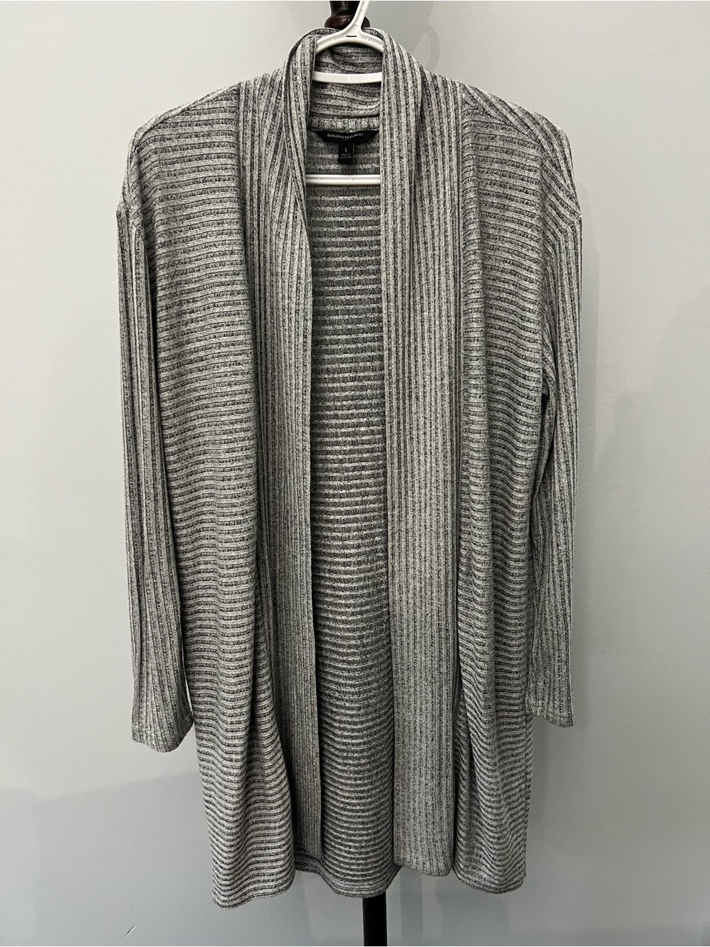 Banana Republic Open-Front Ribbed Longline Cardigan - Gray